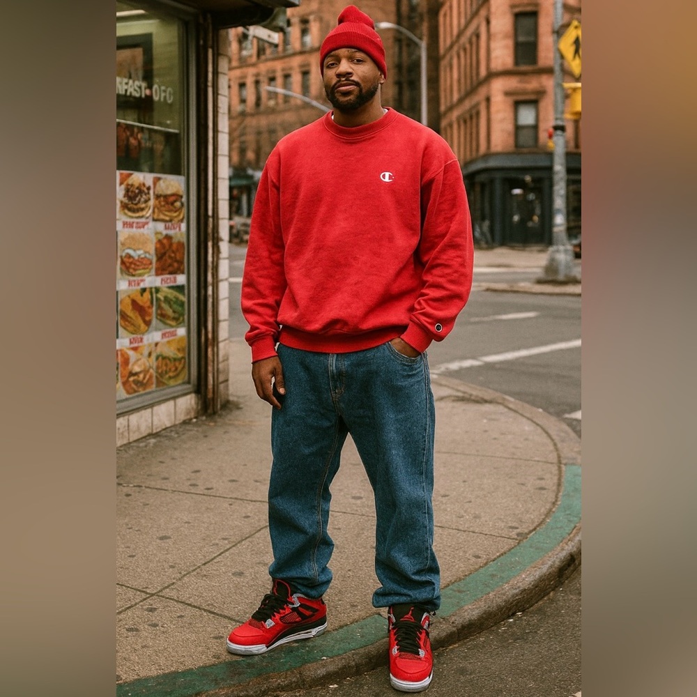 Champion ECO Streetwear Crewneck Size XL (Red/Gray) EUC